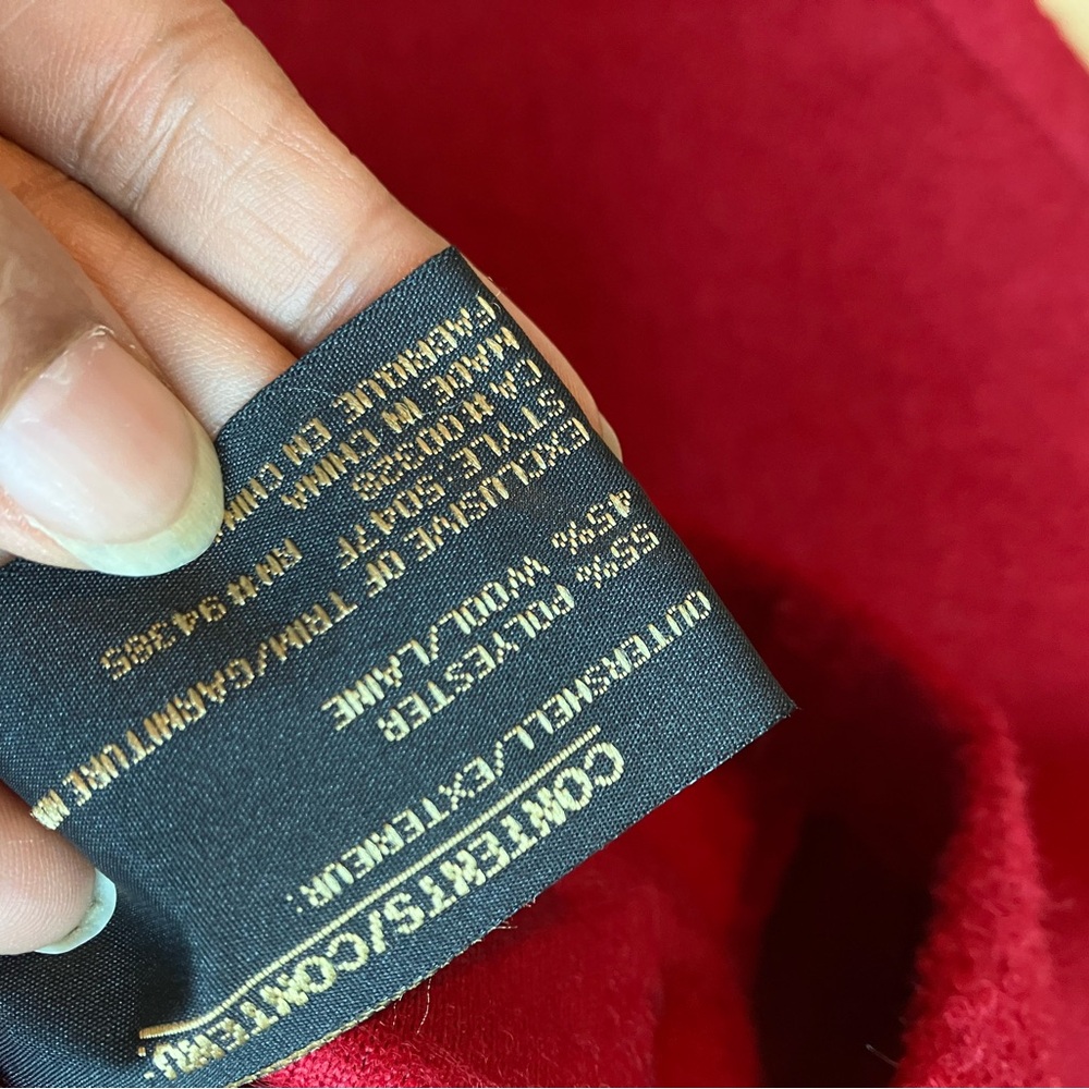 Ruby Red Women's Wool Blend Cape Coat - Picture 4 of 4